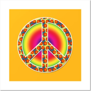 Floral Peace symbol Posters and Art